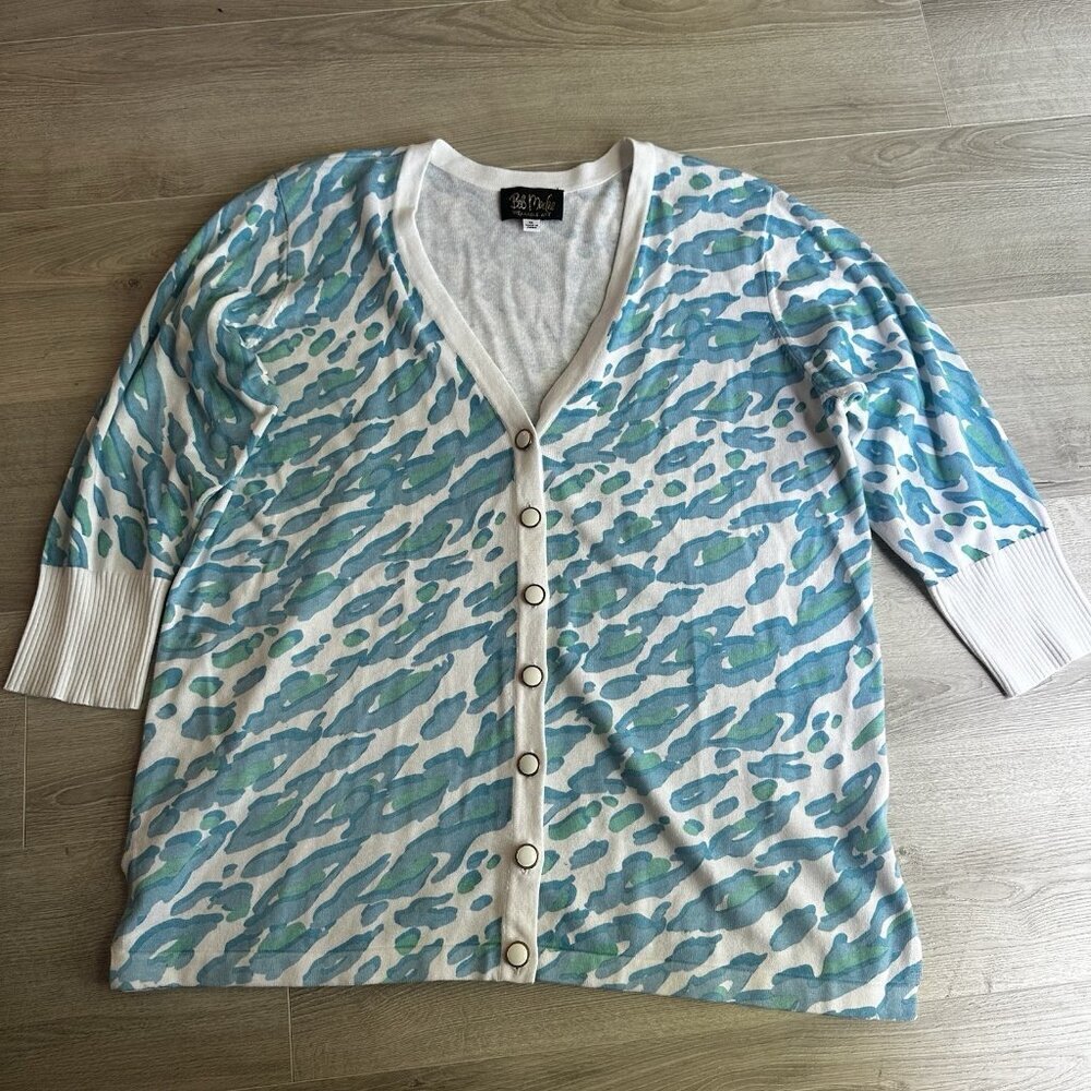 Bob Mackie Cardigan Wearable Art Blue Artsy Weara… - image 2